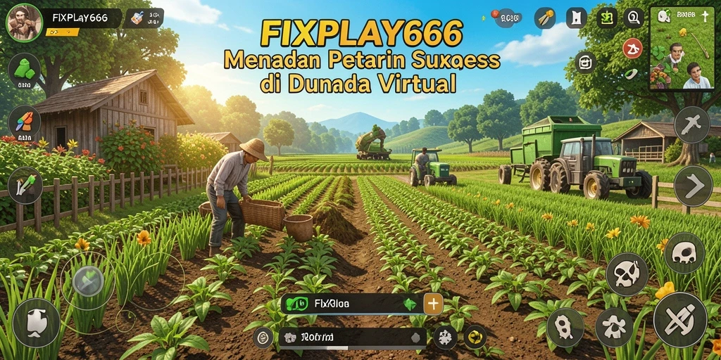 Tampilan gameplay menarik dengan ladang yang subur dan hewan ternak.