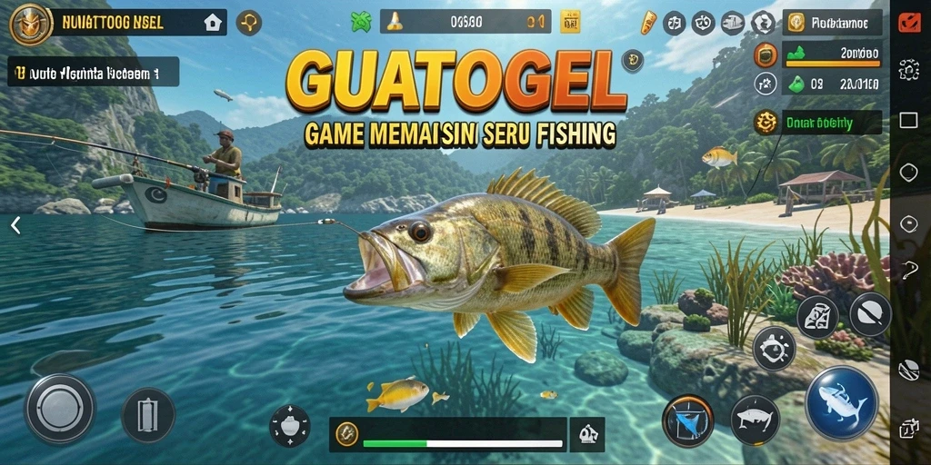 Tampilan gameplay GUATOGEL yang menarik dengan aksi memancing.