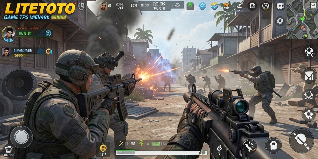 Gameplay seru di LITETOTO dengan aksi TPS yang intens.