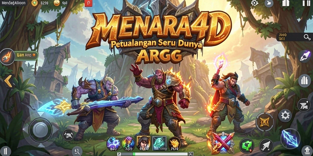 Tampilan seru gameplay MENARA4D saat bertempur melawan monster.