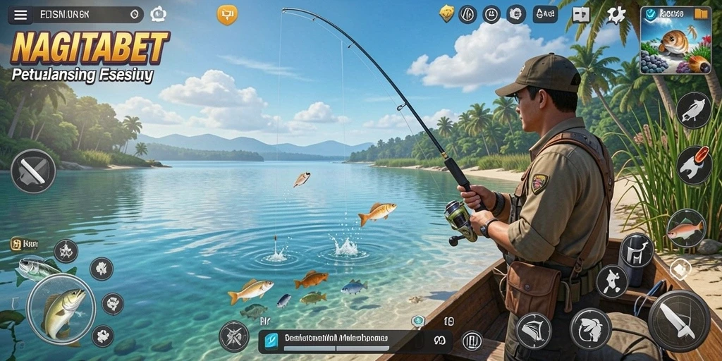 Gameplay seru memancing dengan berbagai jenis ikan yang menantang.