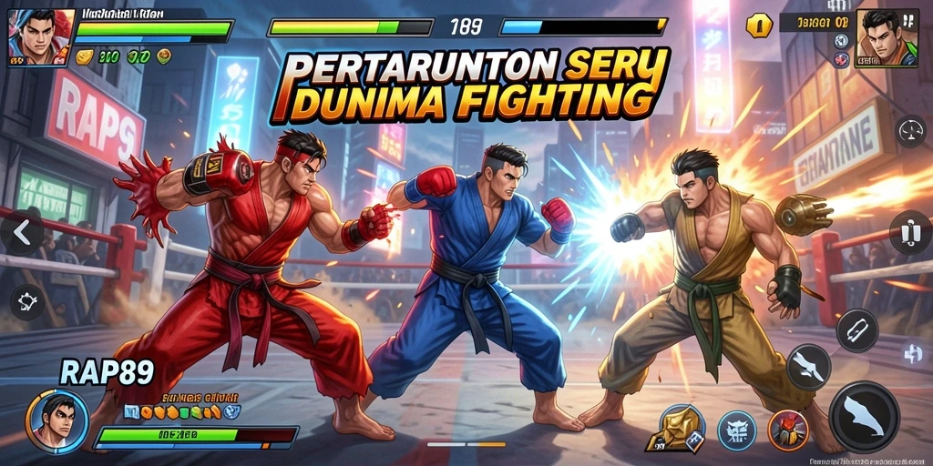 Gameplay seru RAP89 dengan pertarungan karakter yang dinamis.