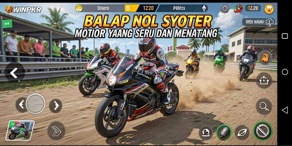 Tampilan gameplay seru saat balapan motor di WINPKR.